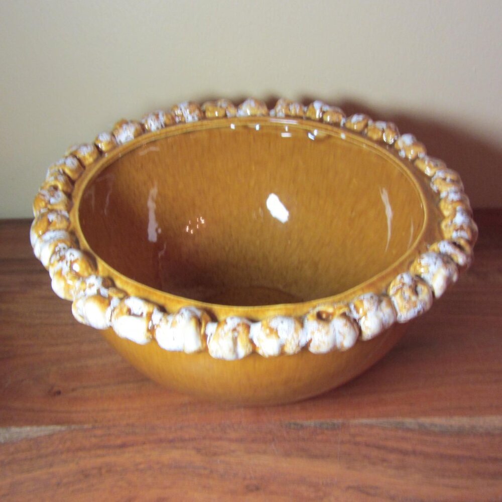 8 + cups Riddell pottery vintage 1954 MCM brown bowl large serving dish (W5091)